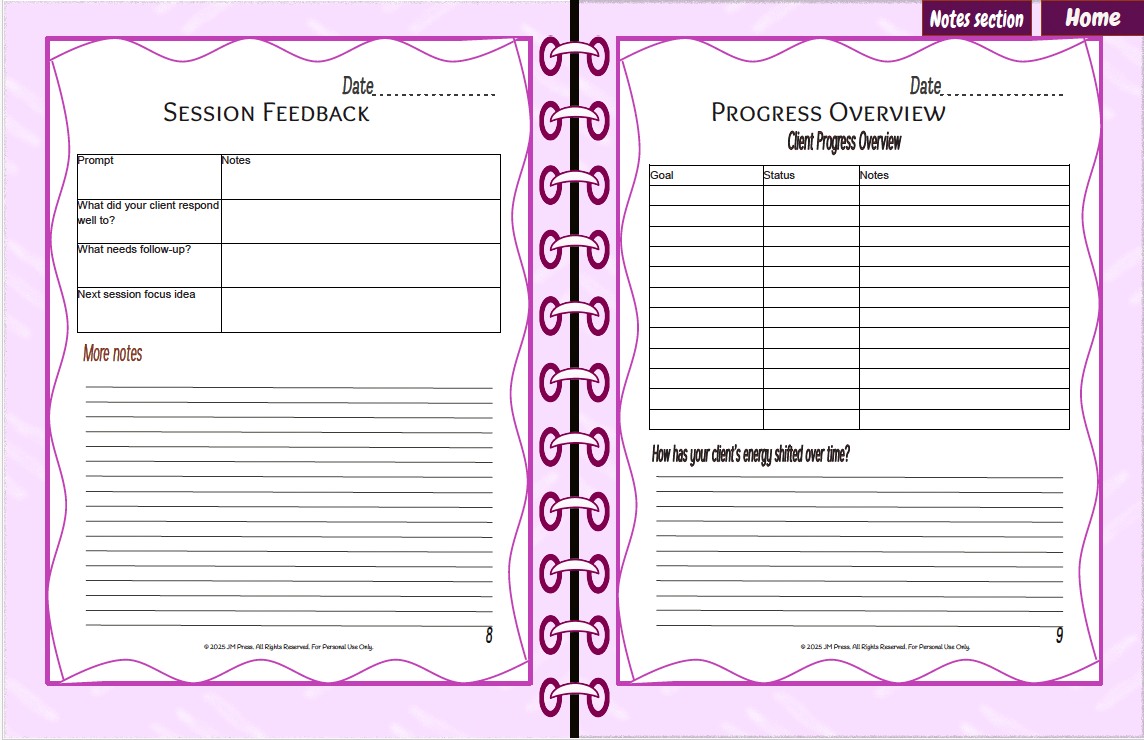 Client Session Planner – Series 1 (JM Press Workbook Edition)