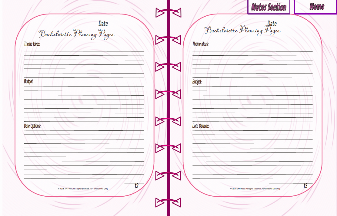 Maid of Honor Wedding Planner | Bachelorette, Speech & Reflection Pages | JM Press