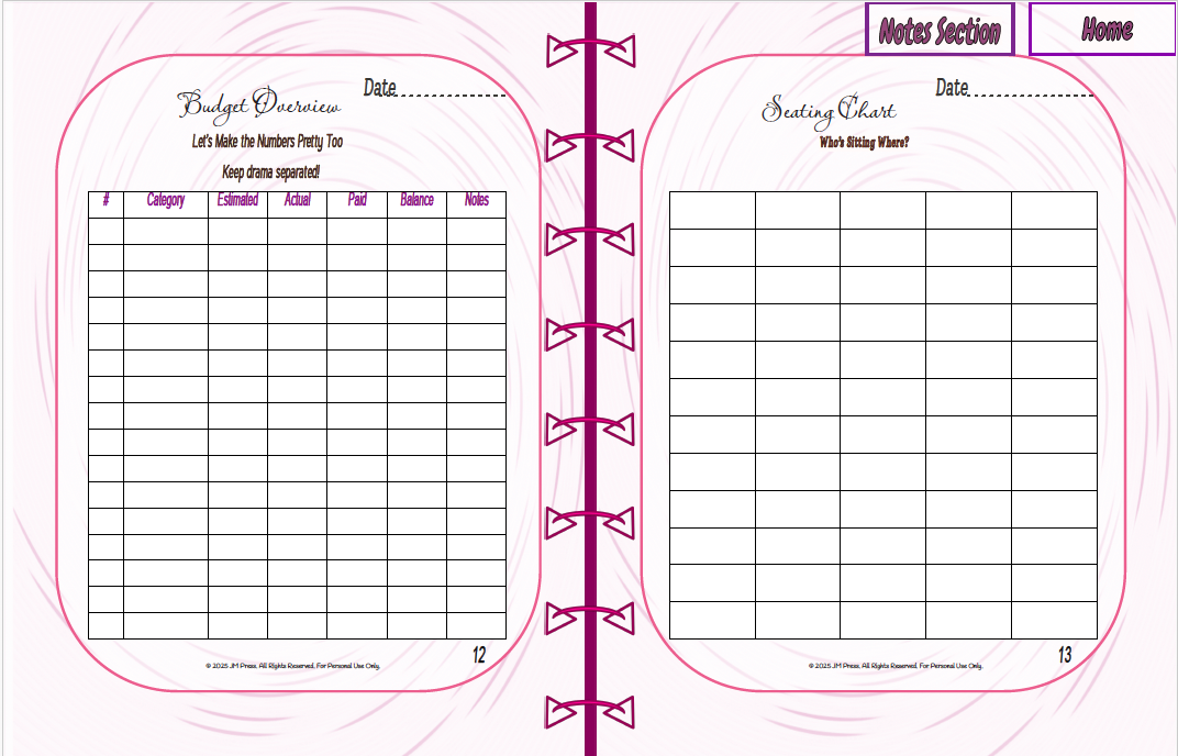 Wedding Timeline Planner | Countdown, Day-of Schedule & Reflection Pages | JM Press
