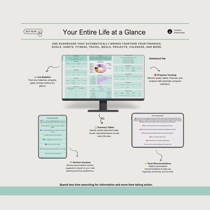 JM Press Ultimate Automated Life Planner | Google Sheets Digital Planner