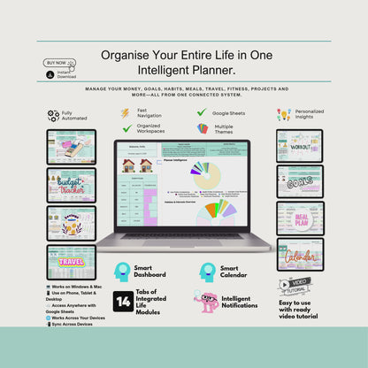 JM Press Ultimate Automated Life Planner | Google Sheets Digital Planner