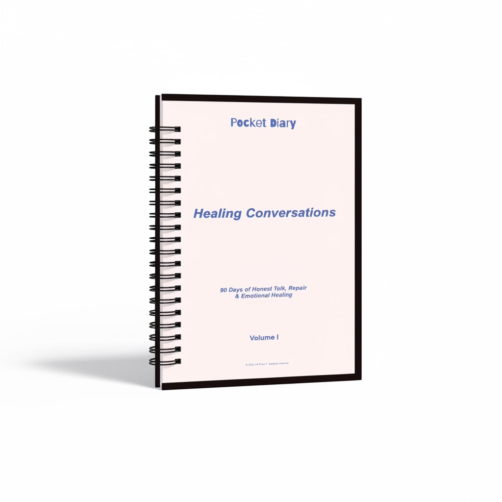 The J.M Press Healing Conversations pocket diary, Volume I, with 90 days of prompts for emotional healing and repair.