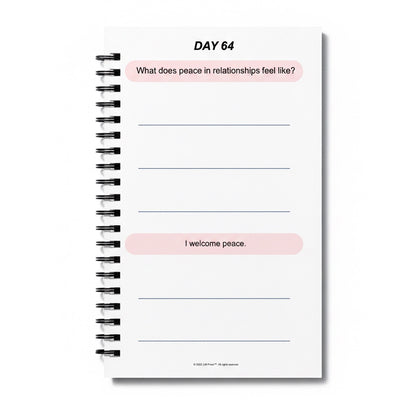 The J.M. Press Healing & Grief Reflection Pocket Diary Duo, Day 64, with prompts about peace in relationships and welcoming peace.