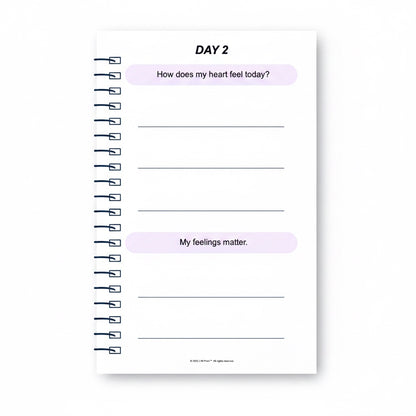 The J.M. Press Healing & Grief Reflection Pocket Diary Duo features a page with prompts like 'How does my heart feel today?' and 'My feelings matter.'