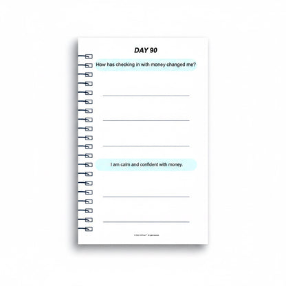 The J.M Press Affirmed In Business Pocket Diary Volume One, Day 90 prompt: How has checking in with money changed me? Includes affirmation: I am calm and confident with money.