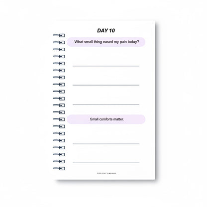 The J.M. Press Healing & Grief Reflection Pocket Diary Duo, Day 10, with prompts for emotional recovery and grief journaling.